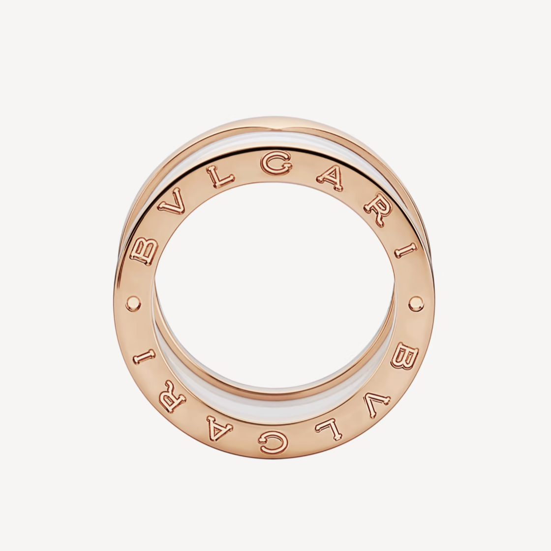 [BSNL Jewels]ZERO 1 RING AUS ROSAGOLD MIT VIER BÄNDERN UND WEISSER KERAMIK-SPIRALE