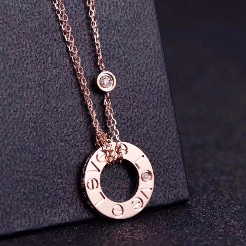 [Basjewels]LOVE NECKLACE 16MM 2 DIAMONDS