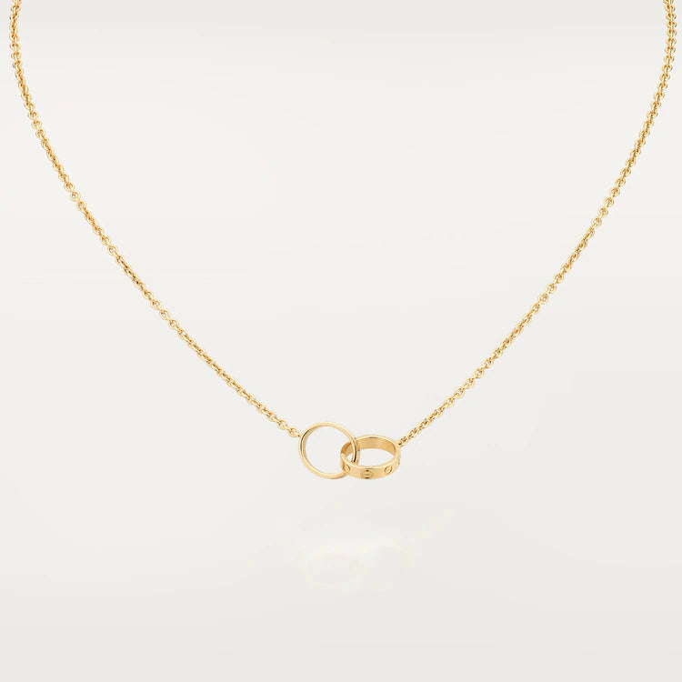 [Basjewels]LOVE NECKLACE DOUBLE RING GOLD