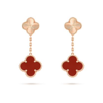 [Basjewels]CLOVER 2 MOTIF  LASER CARNELIAN EARRINGS