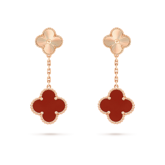 [Basjewels]CLOVER 2 MOTIF  LASER CARNELIAN EARRINGS