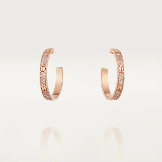 [Basjewels]LOVE DIAMOND PINK GOLD HOOP EARRINGS