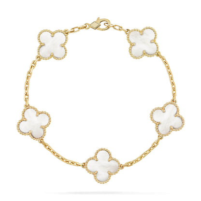 [Basjewels]CLOVER  5 MOTIF WHITE MOP BRACELET