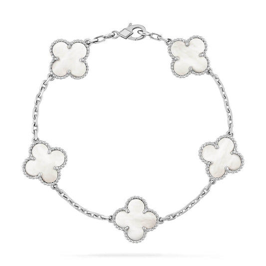 [Basjewels]CLOVER SILVER MOP 5 MOTIF BRACELET