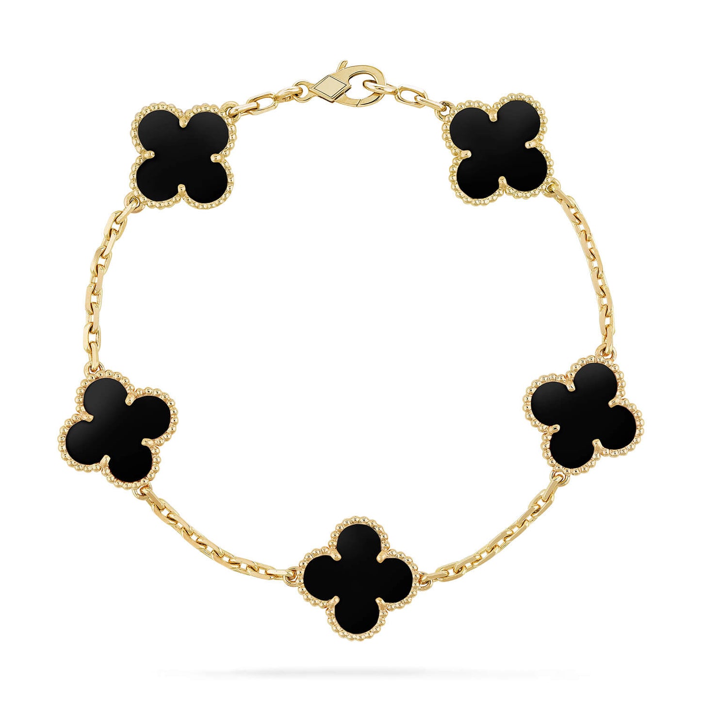 [Basjewels]CLOVER  5 MOTIFS BLACK ONYX BRACELET