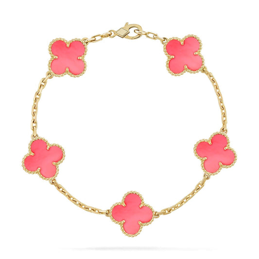 [Basjewels]CLOVER 5 PINK MOP BRACELET