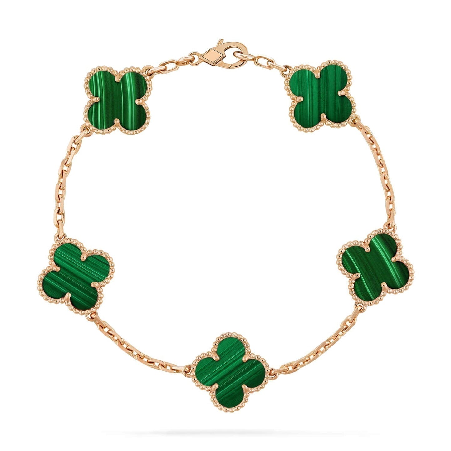 [Basjewels]CLOVER 5 MOTIFS MALACHITE BRACELET