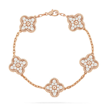 [Basjewels]CLOVER 5 MOTIFS  FULL DIAMOND BRACELET