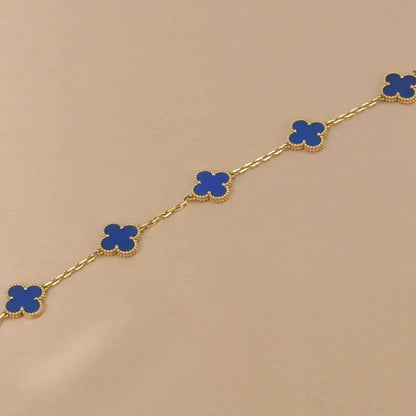 [Basjewels]CLOVER 5 MOTIFS BLUE AGATE BRACELET