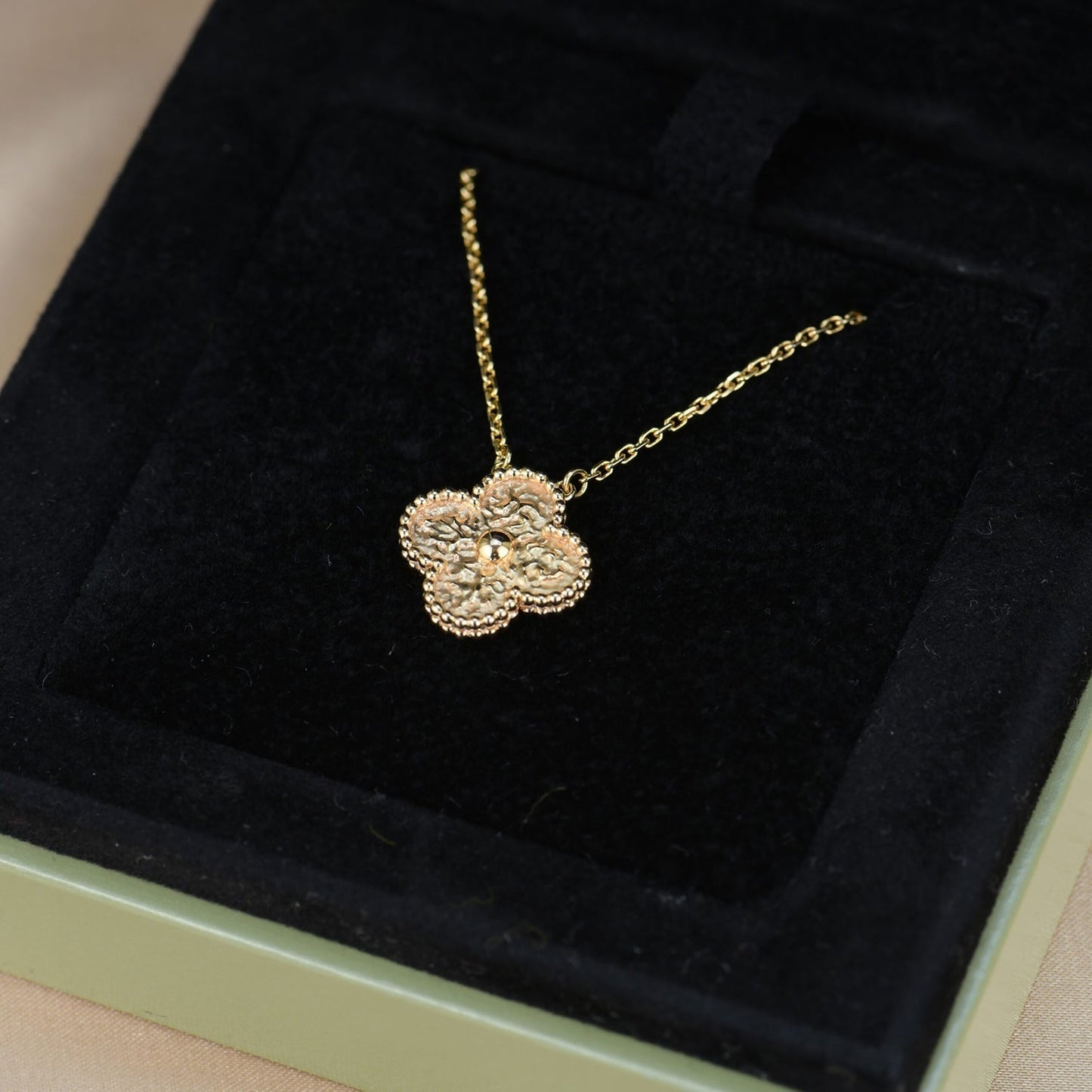 [Basjewels]CLOVER 15MM  BRONZING NECKLACE