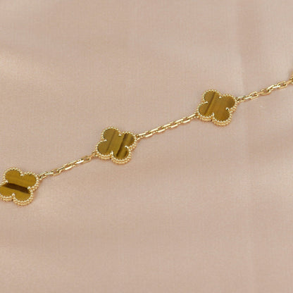 [Basjewels]CLOVER  5 MOTIFS TIGER EYE BRACELET