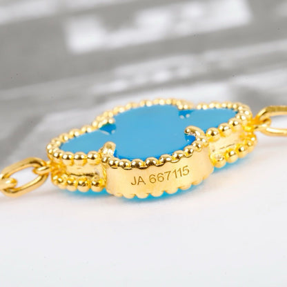 [Basjewels]CLOVER 5 MOTIFS TURQUOISE BRACELET