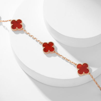 [Basjewels]CLOVER 10 MOTIFS CARNELIAN NECKLACE