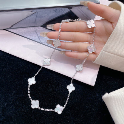 [Basjewels]CLOVER 10 MOTIFS WHITE MOTHER OF PEARL NECKLACE