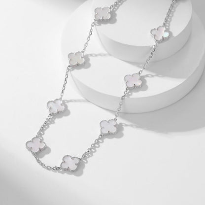 [Basjewels]CLOVER 10 MOTIFS WHITE MOTHER OF PEARL NECKLACE