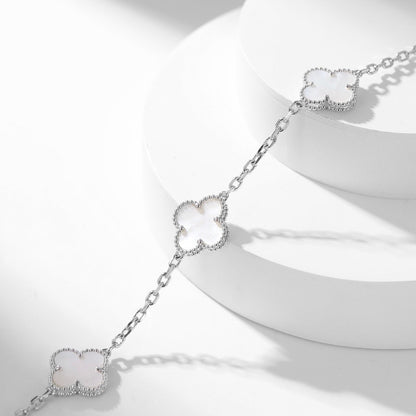 [Basjewels]CLOVER 10 MOTIFS WHITE MOTHER OF PEARL NECKLACE