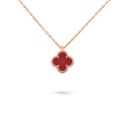 [Basjewels]CLOVER MINI 9.5MM WHITE CARNELIANS NECKLACE