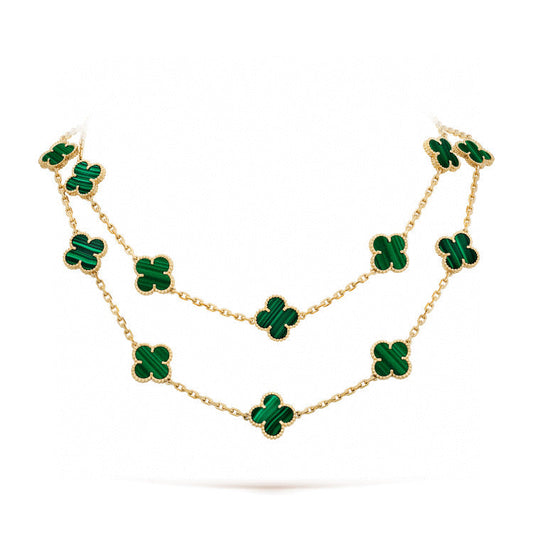 [Basjewels]CLOVER 20 MOTIFS MALACHITE GOLD