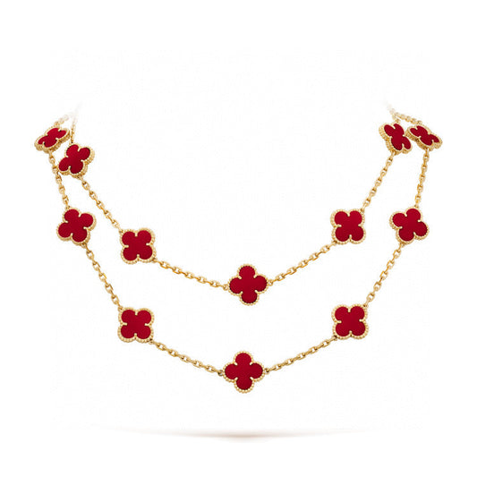 [Basjewels]CLOVER 20 MOTIFS CARNELIAN NECKLACE