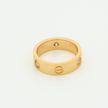 [Basjewels]LOVE RING 5.5MM 3 DIAMONDS PINK GOLD