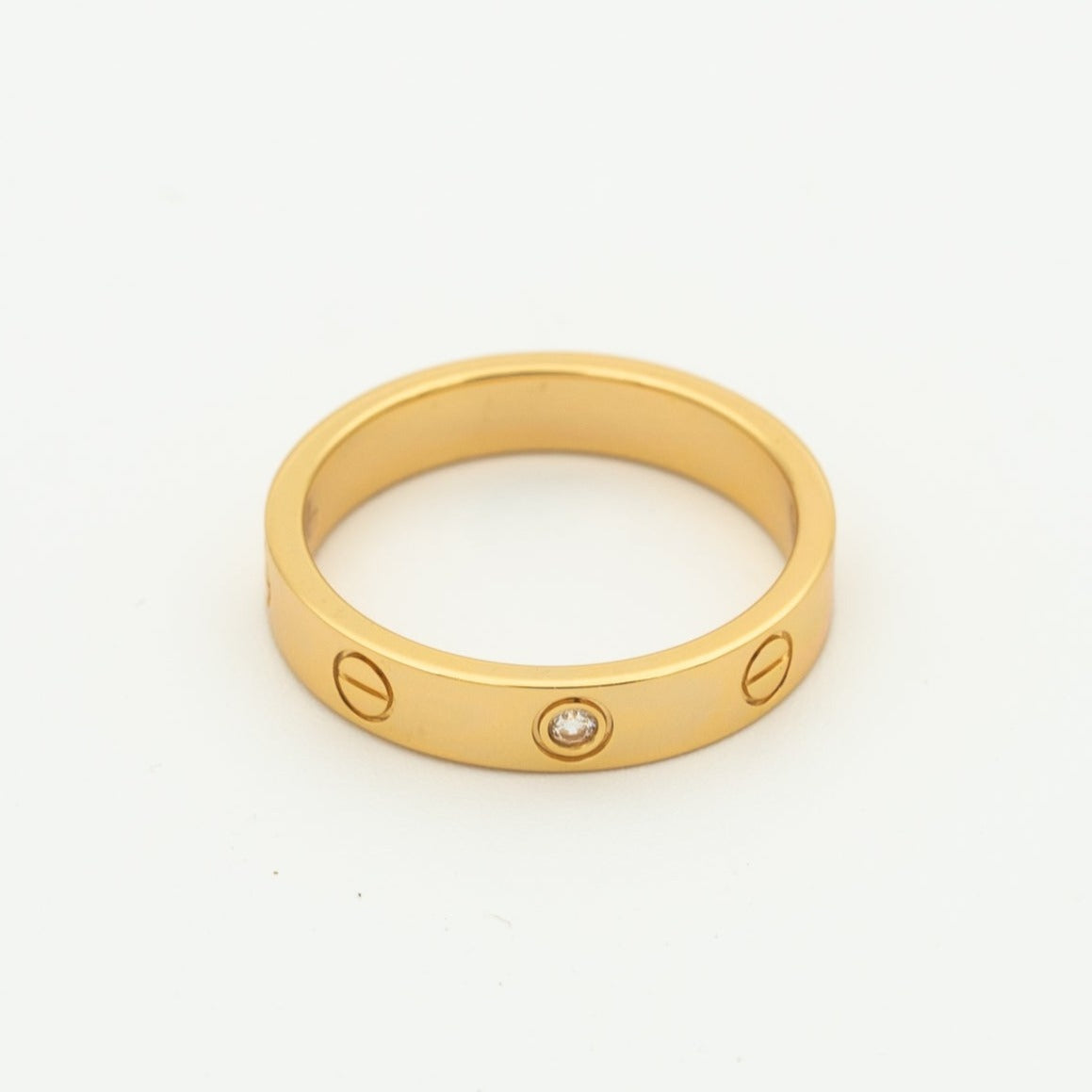 [Basjewels]LOVE RING 4MM 1 DIAMOND PINK GOLD