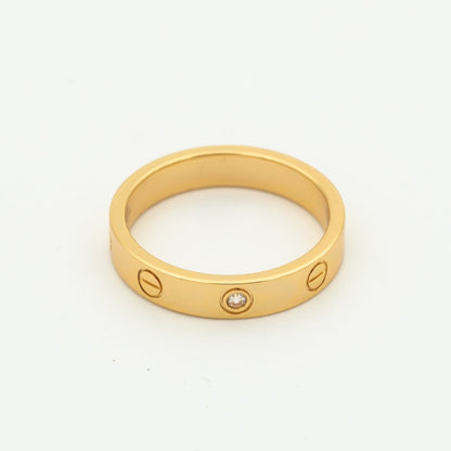 [Basjewels]LOVE RING 4MM 1 DIAMOND PINK GOLD