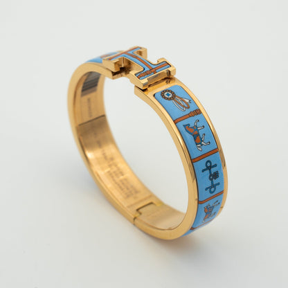 [Basjewels]H PINK GOLD BRACELET BLUE CERAMIC