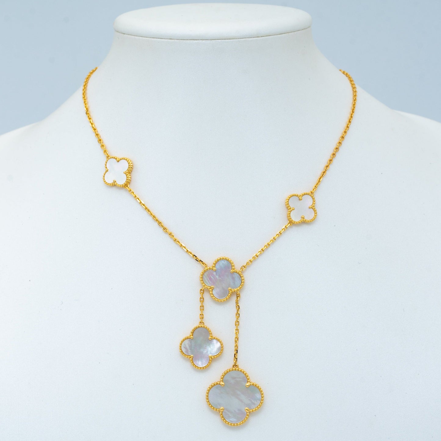 [Basjewels]CLOVER MOTHER OF PEARL NECKLACE 6 MOTIF