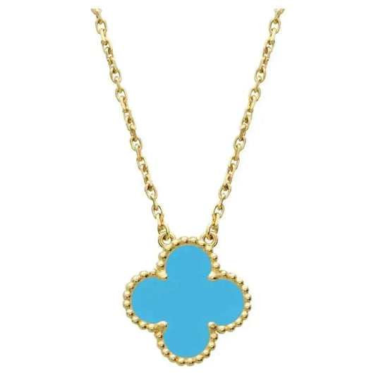 [Basjewels]CLOVER 15MM VINTAGE TURQUOISE NECKLACE