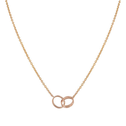 [Basjewels]LOVE NECKLACE DOUBLE RING PINK GOLD