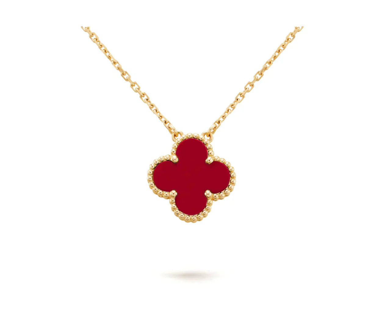 [Basjewels]CLOVER 15MM CARNELIAN SINGLE FLOWER NECKLACE