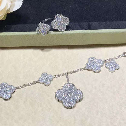 [Basjewels]CLOVER 6 MOTIFS SILVER DIAMOND BRACELET