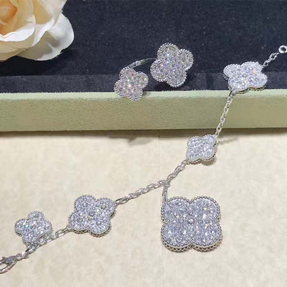 [Basjewels]CLOVER 6 MOTIFS SILVER DIAMOND BRACELET