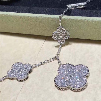 [Basjewels]CLOVER 6 MOTIFS SILVER DIAMOND BRACELET