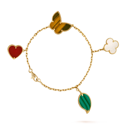 [Basjewels]LUCKY SPRING 5 MOTIF GOLD BRACELET