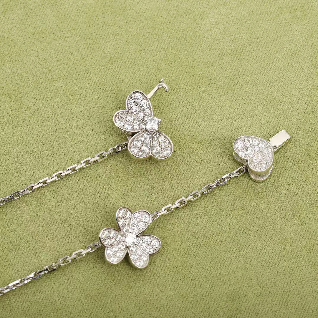 [Basjewels]FRIVOLE SILVER 9 FLOWERS NECKLACE