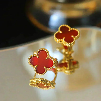 [Basjewels]CLOVER MEDIUM 1 MOTIFS CARNELIAN  EARRINGS