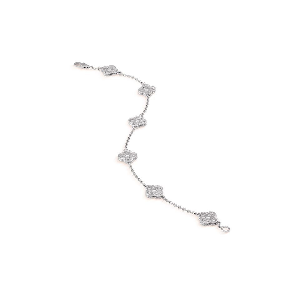 [Basjewels]CLOVER 6 MOTIF SILVER DIAMOND BRACELET