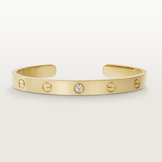 [Basjewels]LOVE BRACELET 6.1MM 1 DIAMOND OPEN CUFF