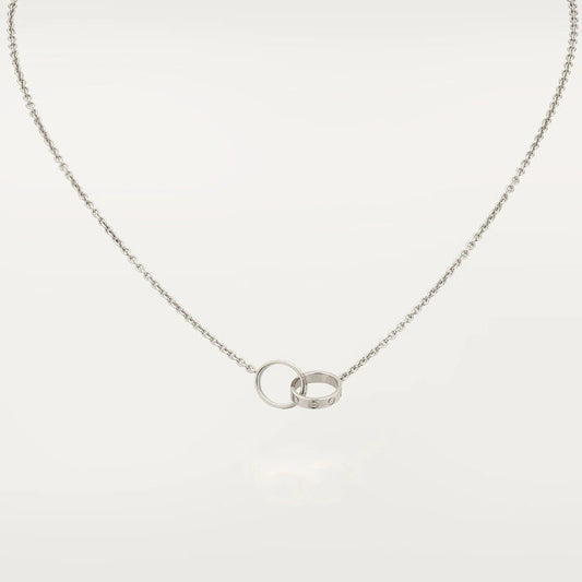 [Basjewels]LOVE NECKLACE PINK GOLD AND SILVER