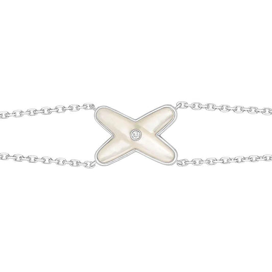 [BSNL Jewels]JEUX ARMBAND WEISSES MOP SILBER 1 DIAMANT