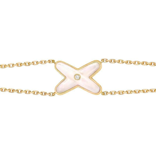 [Basjewels]JEUX BRACELET WHITE MOP GOLD 1 DIAMOND