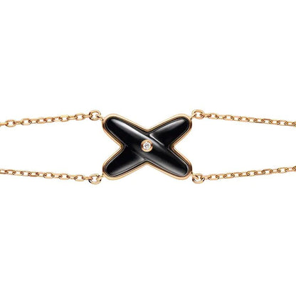 [BSNL Jewels]JEUX ARMBAND ONYX ROSGOLD 1 DIAMANT