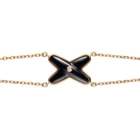 [BSNL Jewels]JEUX ARMBAND ONYX ROSGOLD 1 DIAMANT