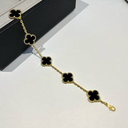 [Basjewels]CLOVER  5 MOTIFS BLACK ONYX BRACELET