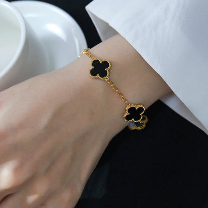 [Basjewels]CLOVER  5 MOTIFS BLACK ONYX BRACELET