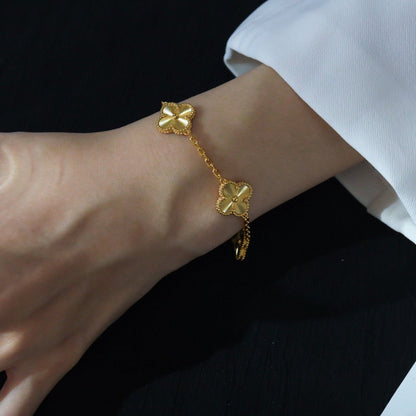 [Basjewels]CLOVER 5 FLOWERS LASER BRACELET