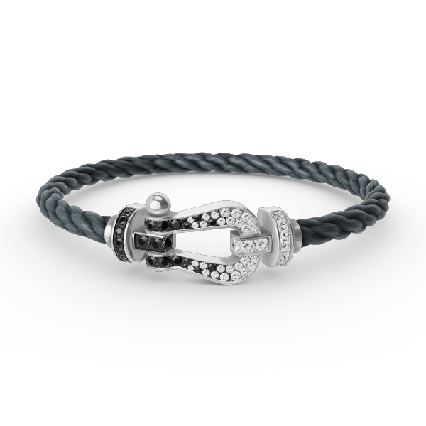 [BSNL Jewels]FORCE GROSSES HUFEISENARMBAND MIT SCHWARZEN WEISSEN DIAMANTEN SILBER