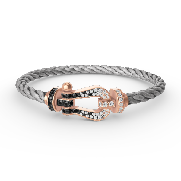 [BSNL Jewels]FORCE GROSSES HUFEISENARMBAND MIT SCHWARZEN WEISSEN DIAMANTEN ROSÉGOLD