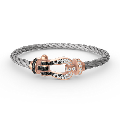 [BSNL Jewels]FORCE GROSSES HUFEISENARMBAND MIT SCHWARZEN WEISSEN DIAMANTEN ROSÉGOLD